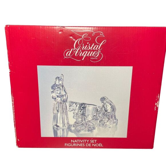 Cristal‎ d'Arques France 24% Lead Crystal 4pc Christmas Nativity Crèche Set - Picture 1 of 16